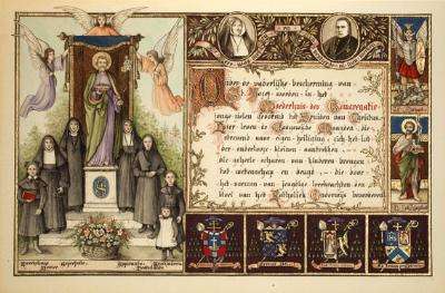 Album met tekeningen stichtingen congregatie van zusters van Liefde aangeboden aan Van Rossum